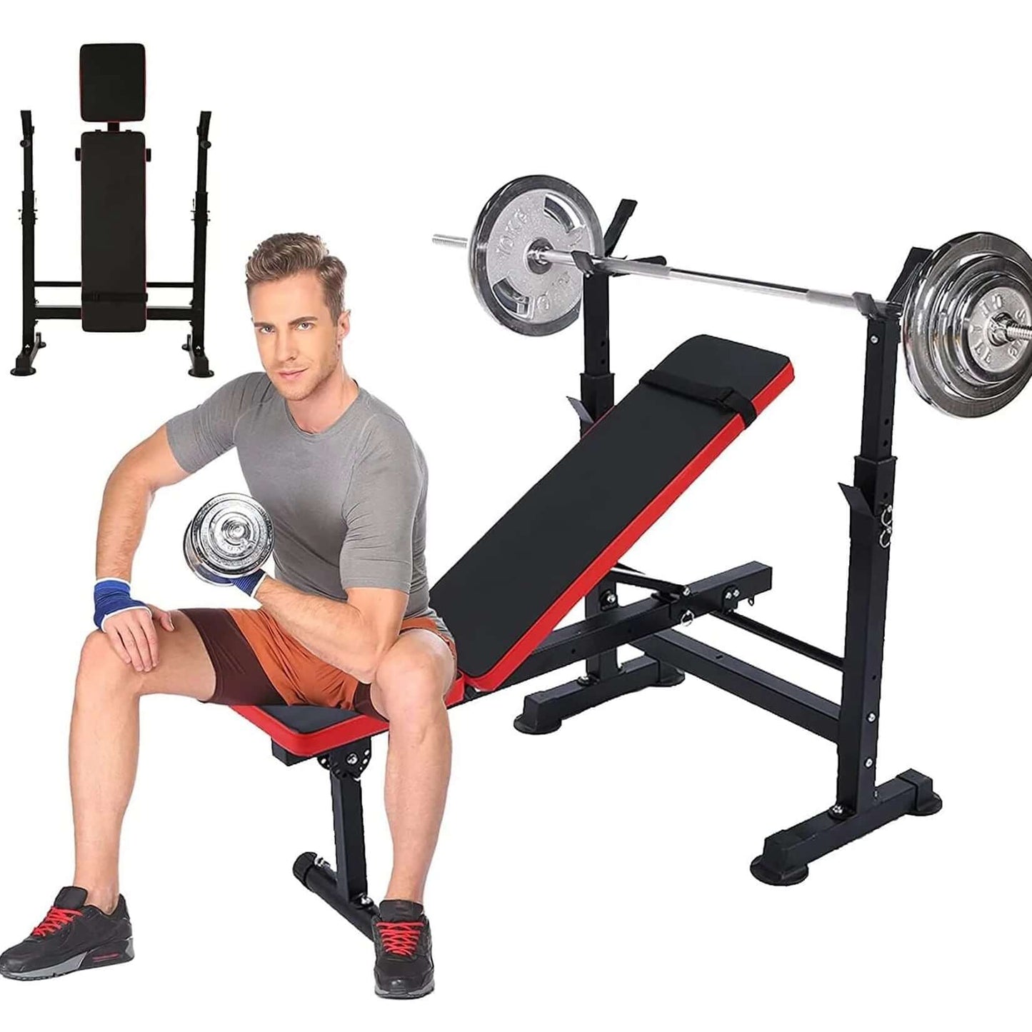 Weight Bench Set with Squat Rack 600lbs 6-in-1