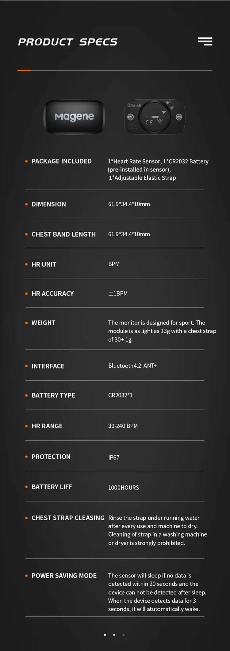 Magene Mover H64 Heart Rate Sensor with Chest Strap