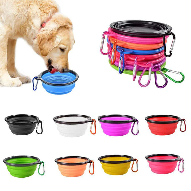 Folding Portable Silicone Dog Feeder Bowl - 2-in-1 Travel Dispenser for Food & Water