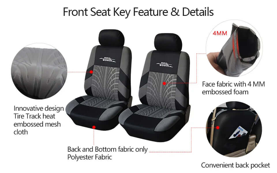 AUTOYOUTH Embroidery Car Seat Covers Set - Universal Fit