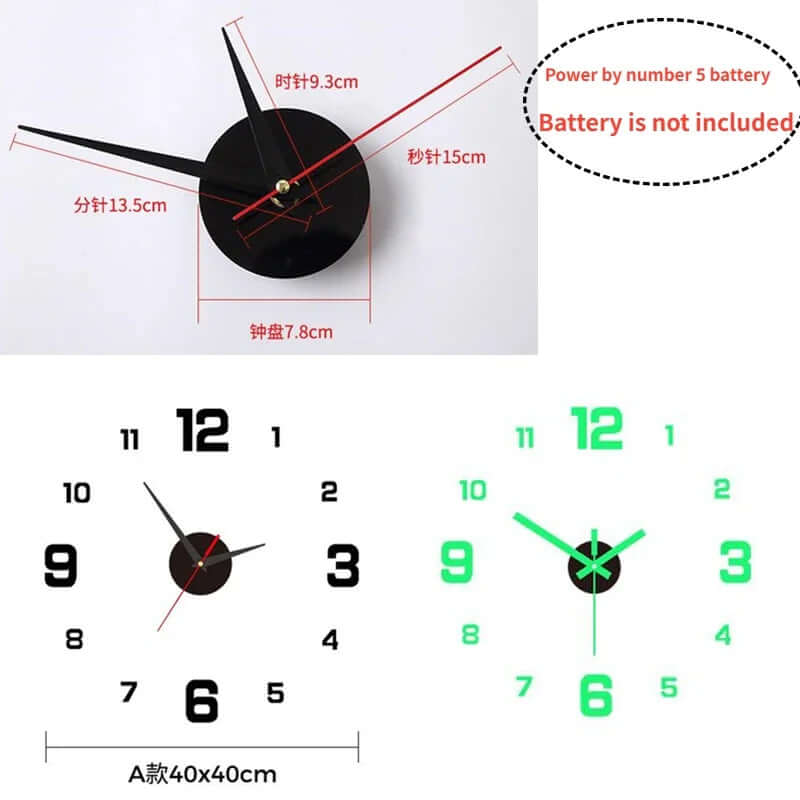 3D Luminous Frameless Acrylic DIY Wall Clock