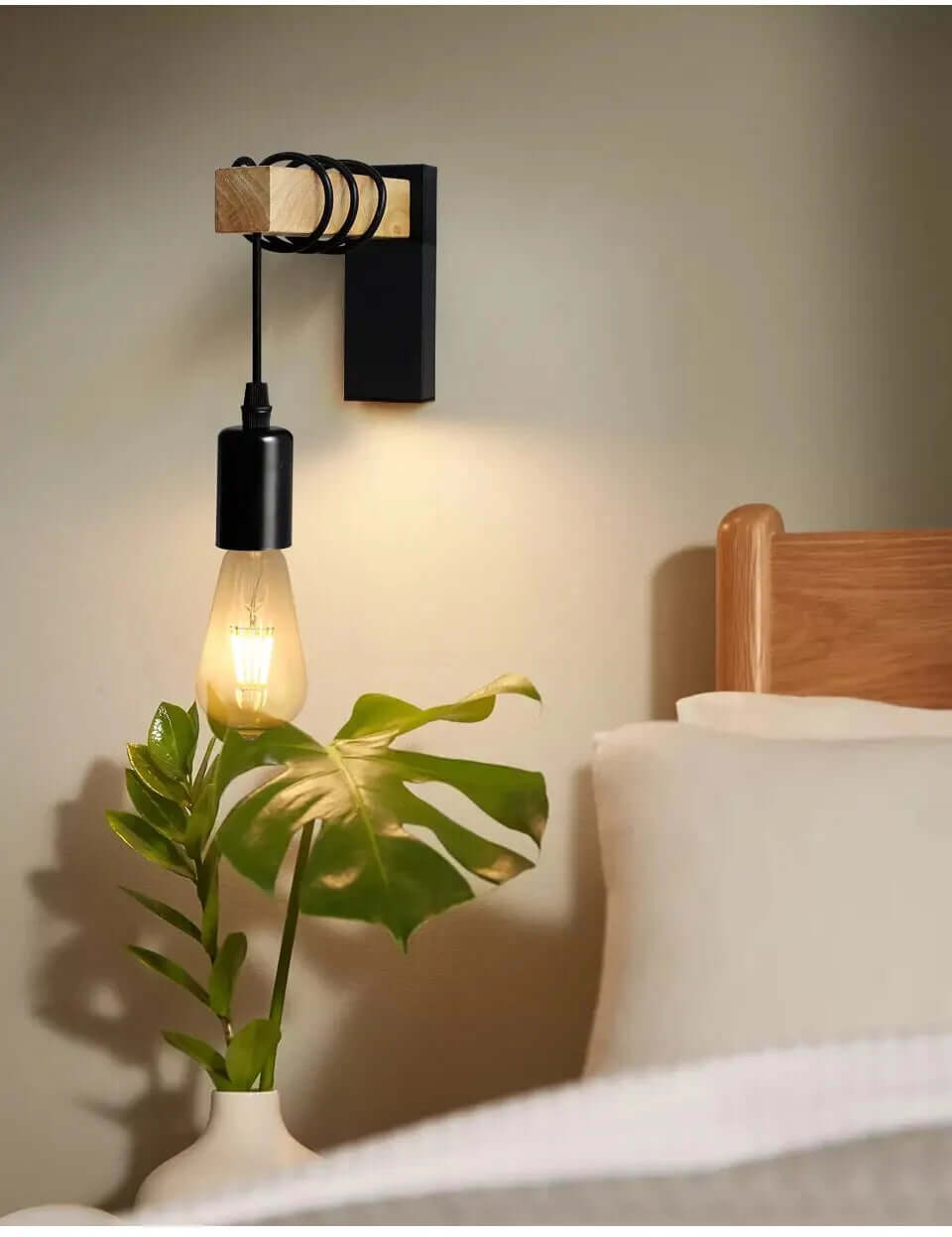 Retro Wood LED Wall Lamp - Industrial Loft Style Lighting Fixture