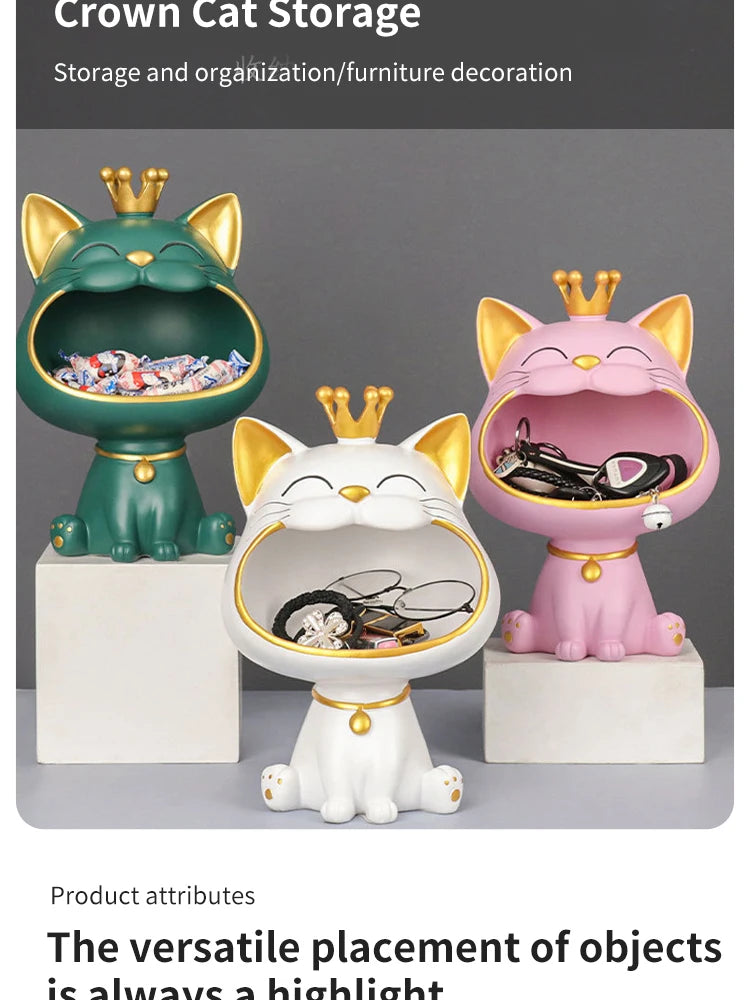 Fortune Crown Big Mouth Cat Key Tray