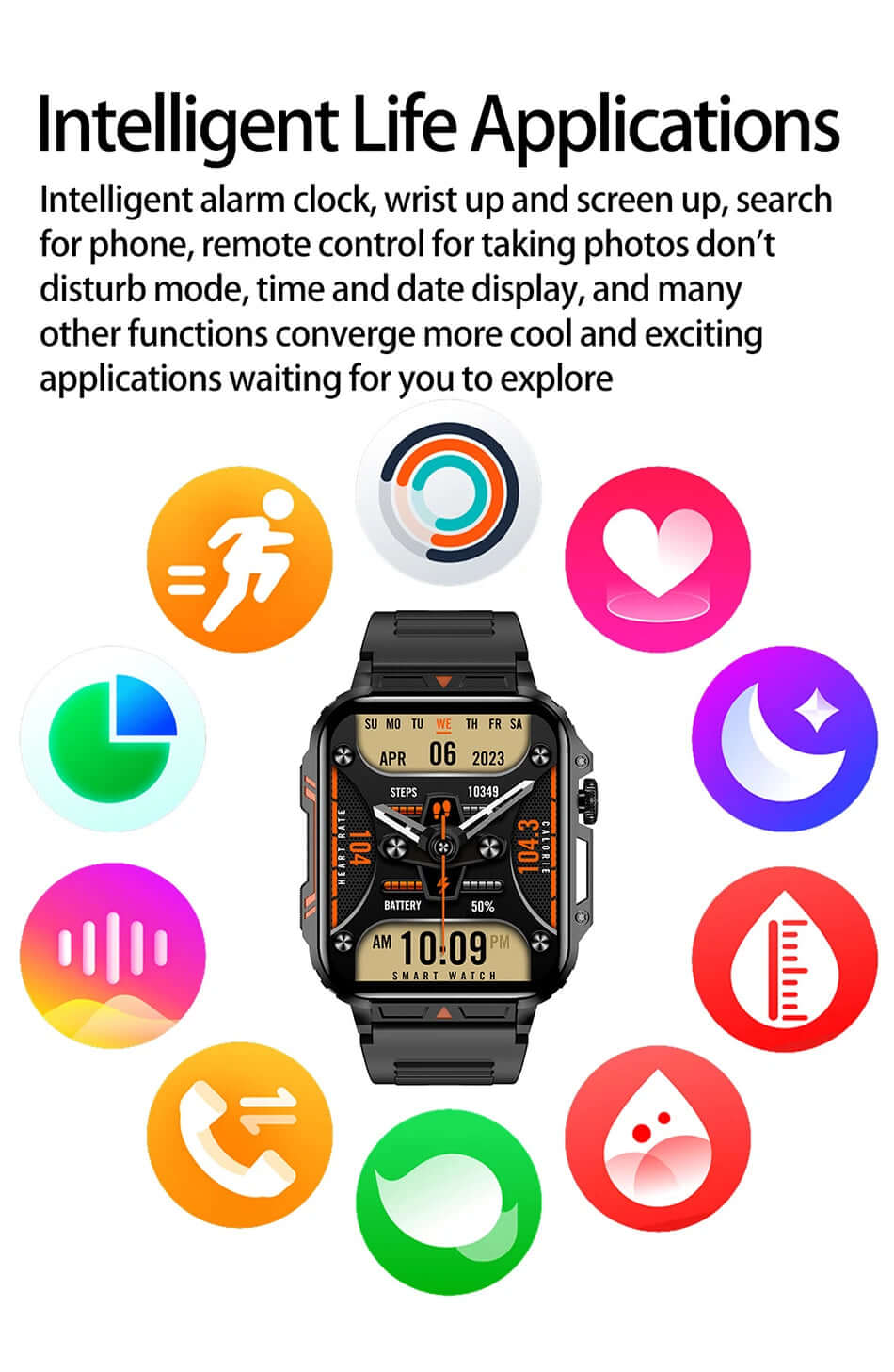 LIGE Smartwatch (1.95 Inch) - Health Monitoring & Fitness Trackerombre