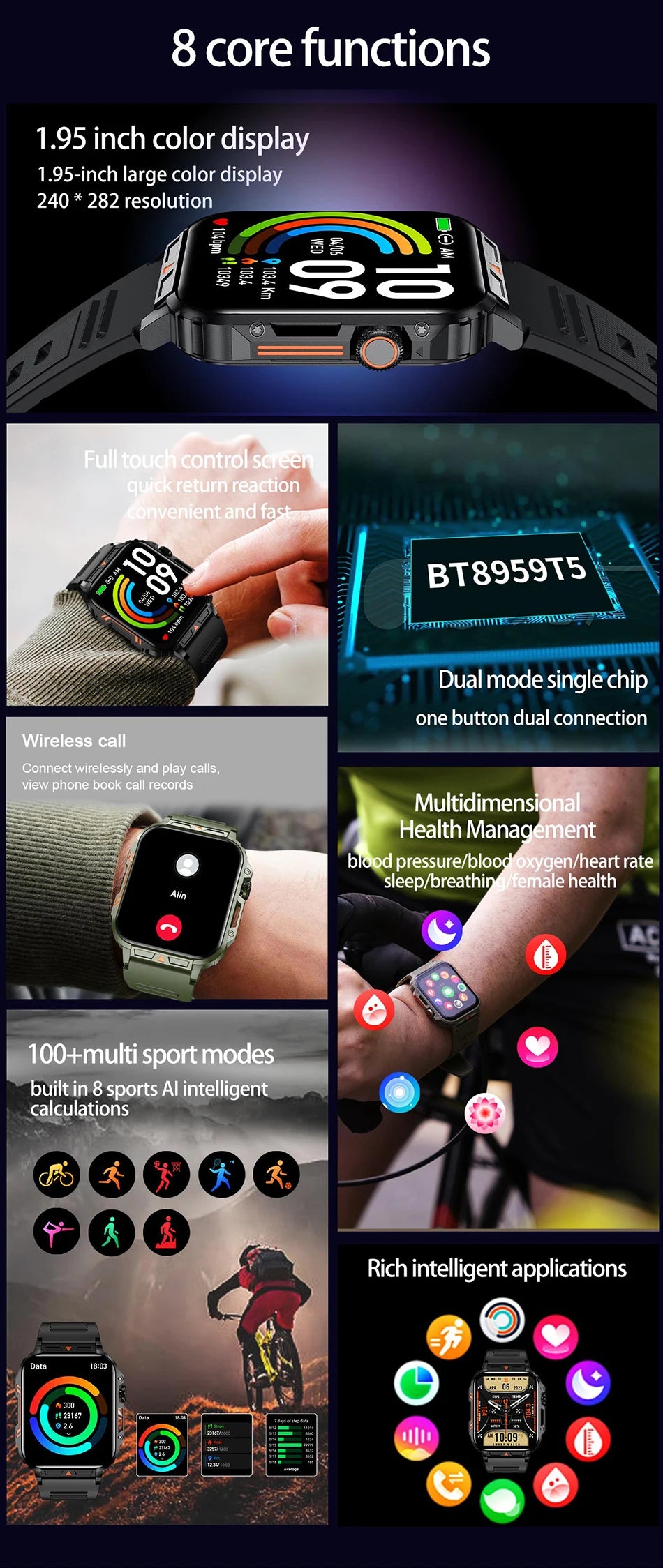 LIGE 1.95-Inch Smartwatch