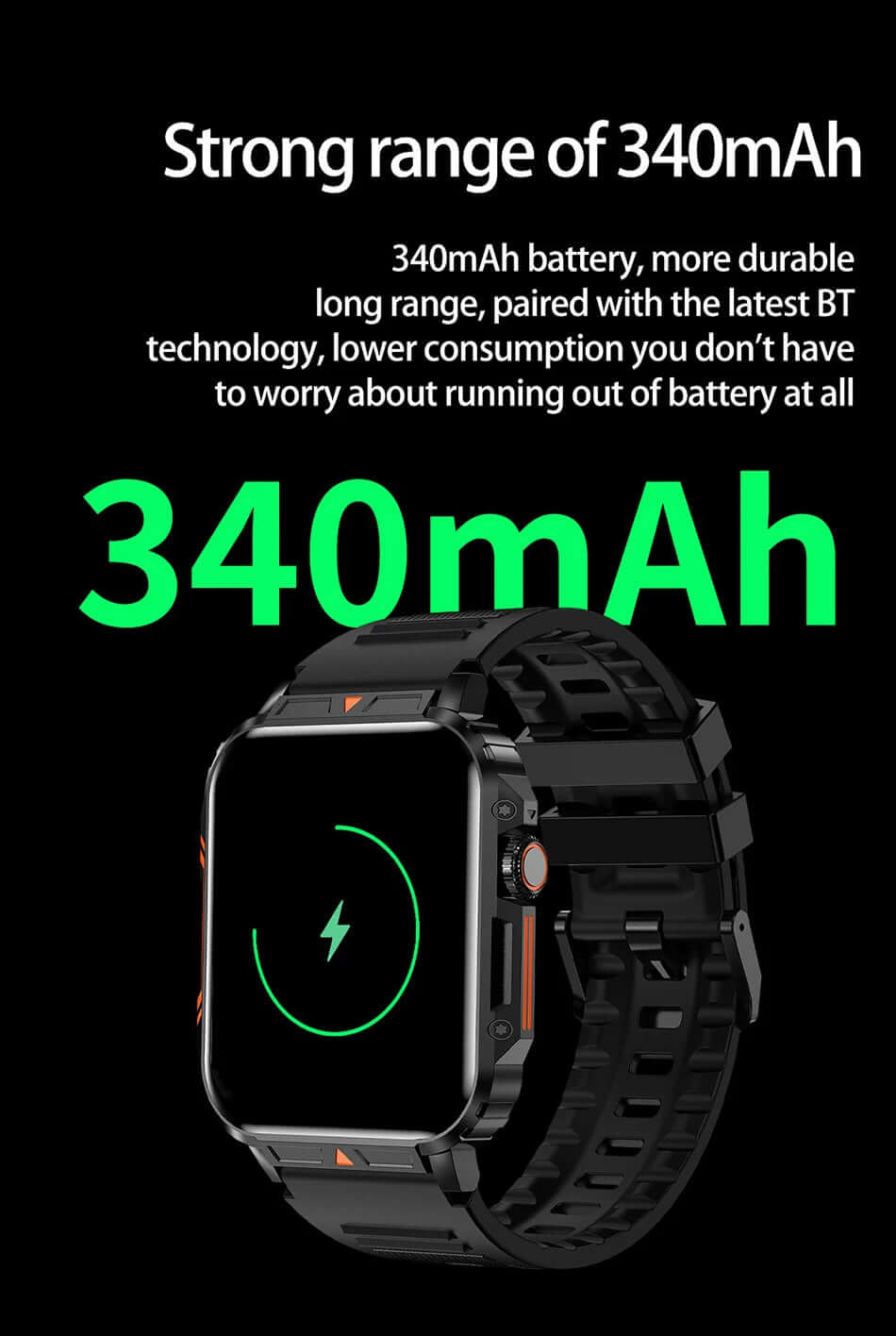 LIGE Smartwatch (1.95 Inch) - Health Monitoring & Fitness Trackerombre