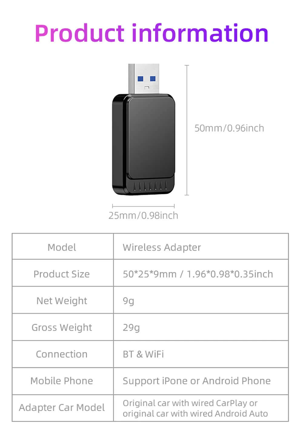 TIMEKNOW Wireless CarPlay Adapter