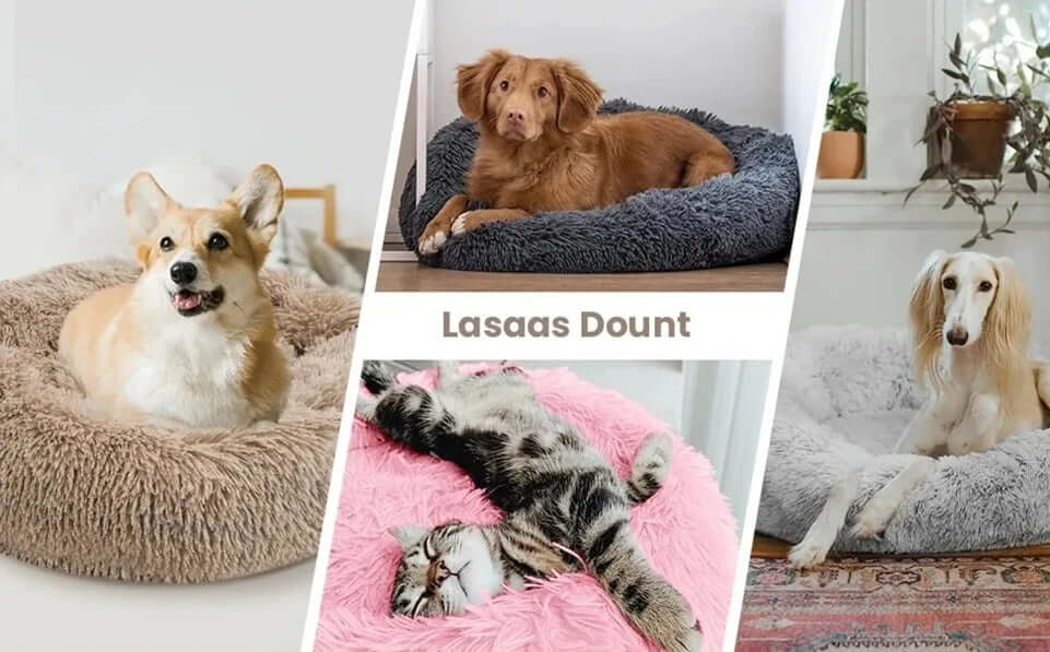 : Fluffy Round Dog & Cat Bed - Super Soft Plush Pet Nest