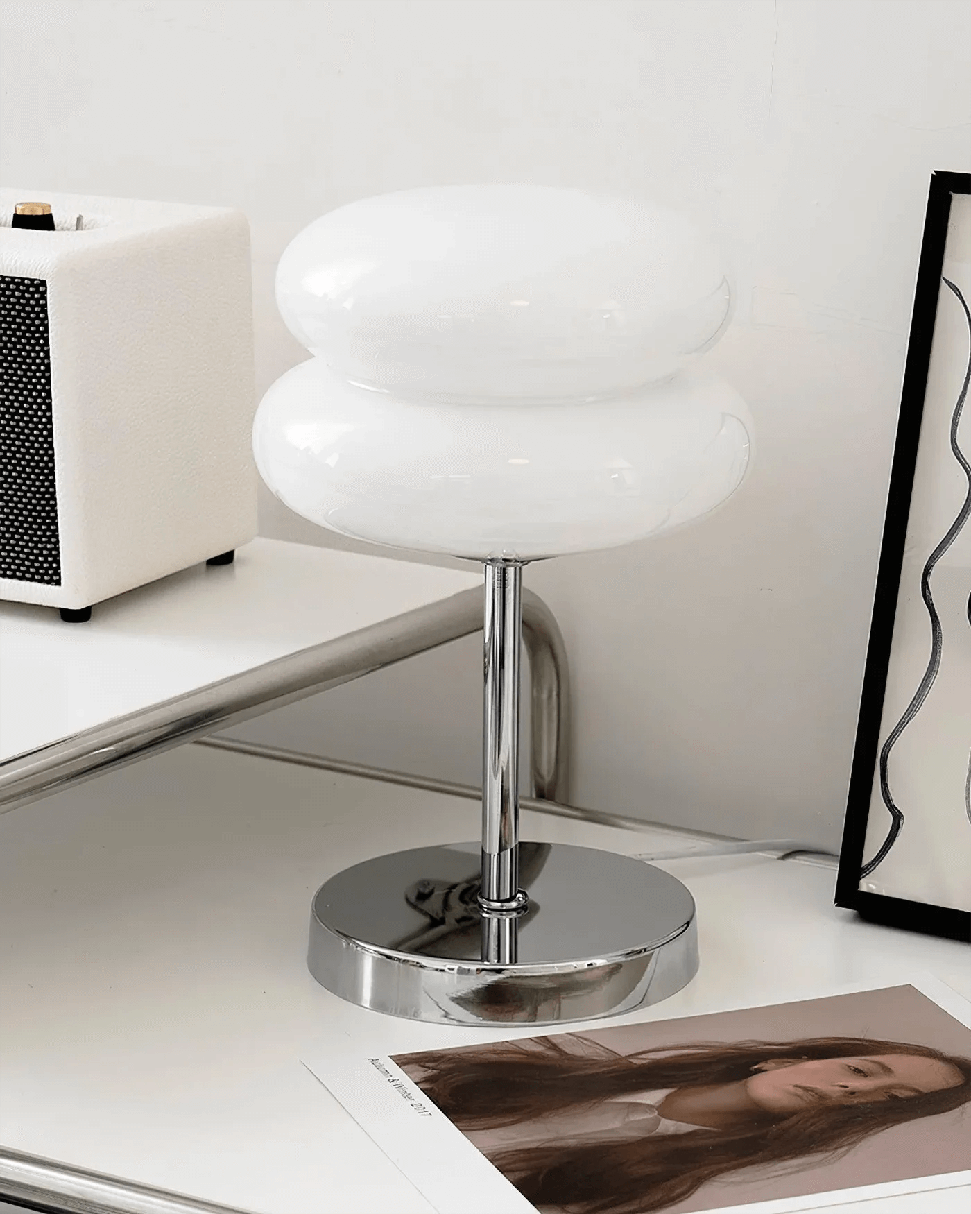 Glass Mushroom Table Lamp - LED Bedside Night Light