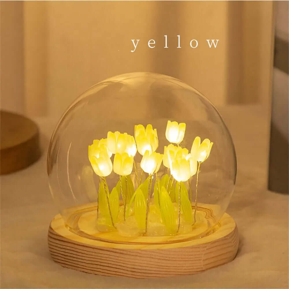 : Artificial Tulip Flower Night Light - Handmade LED Bedside Lamp