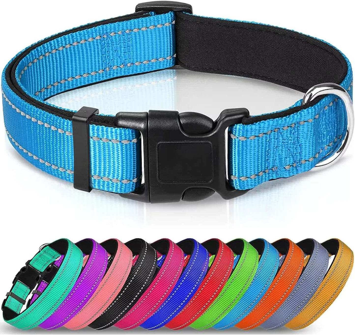 Reflective Soft Neoprene Padded  Dog Collar