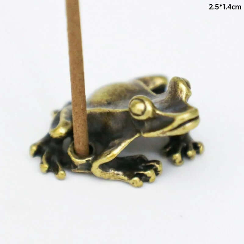 Antique Brass Zen Frog Statue & Incense Burner