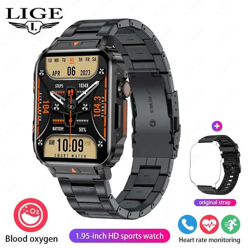 LIGE Smartwatch (1.95 Inch) - Health Monitoring & Fitness Trackerombre