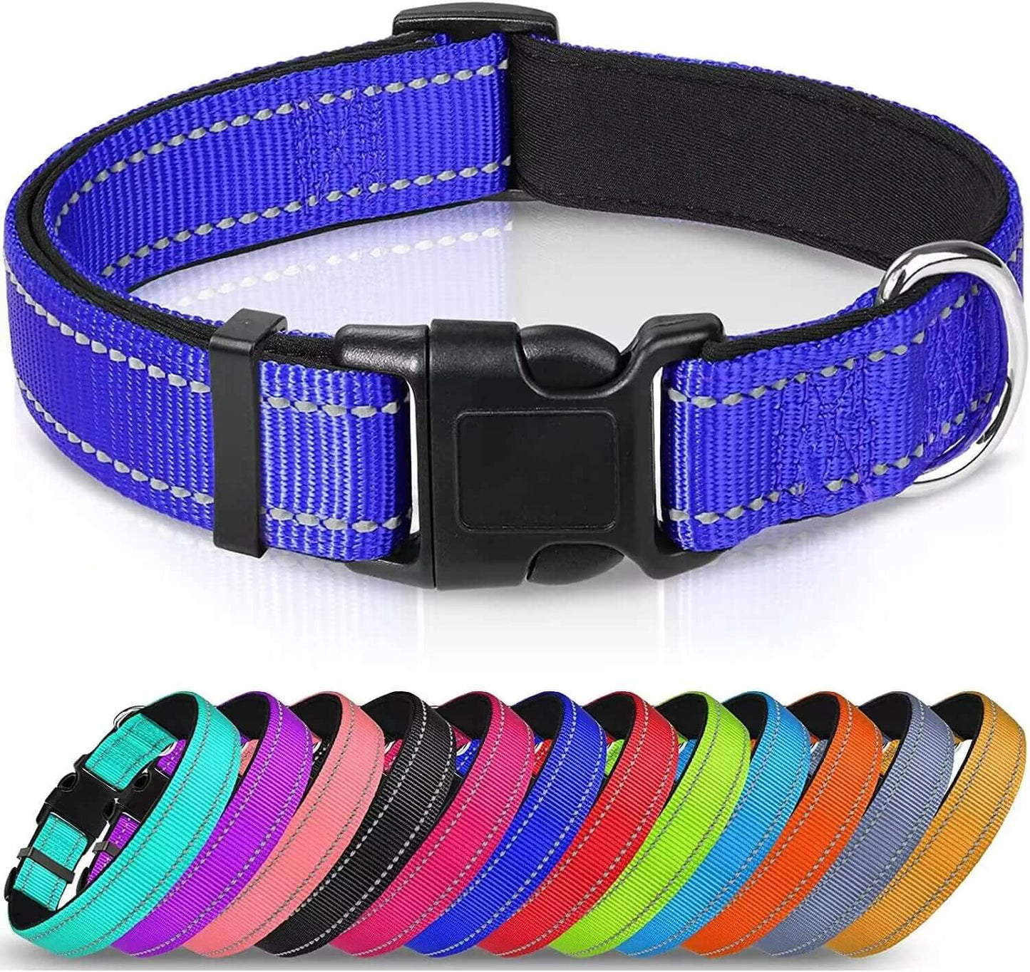 Reflective Soft Neoprene Padded  Dog Collar