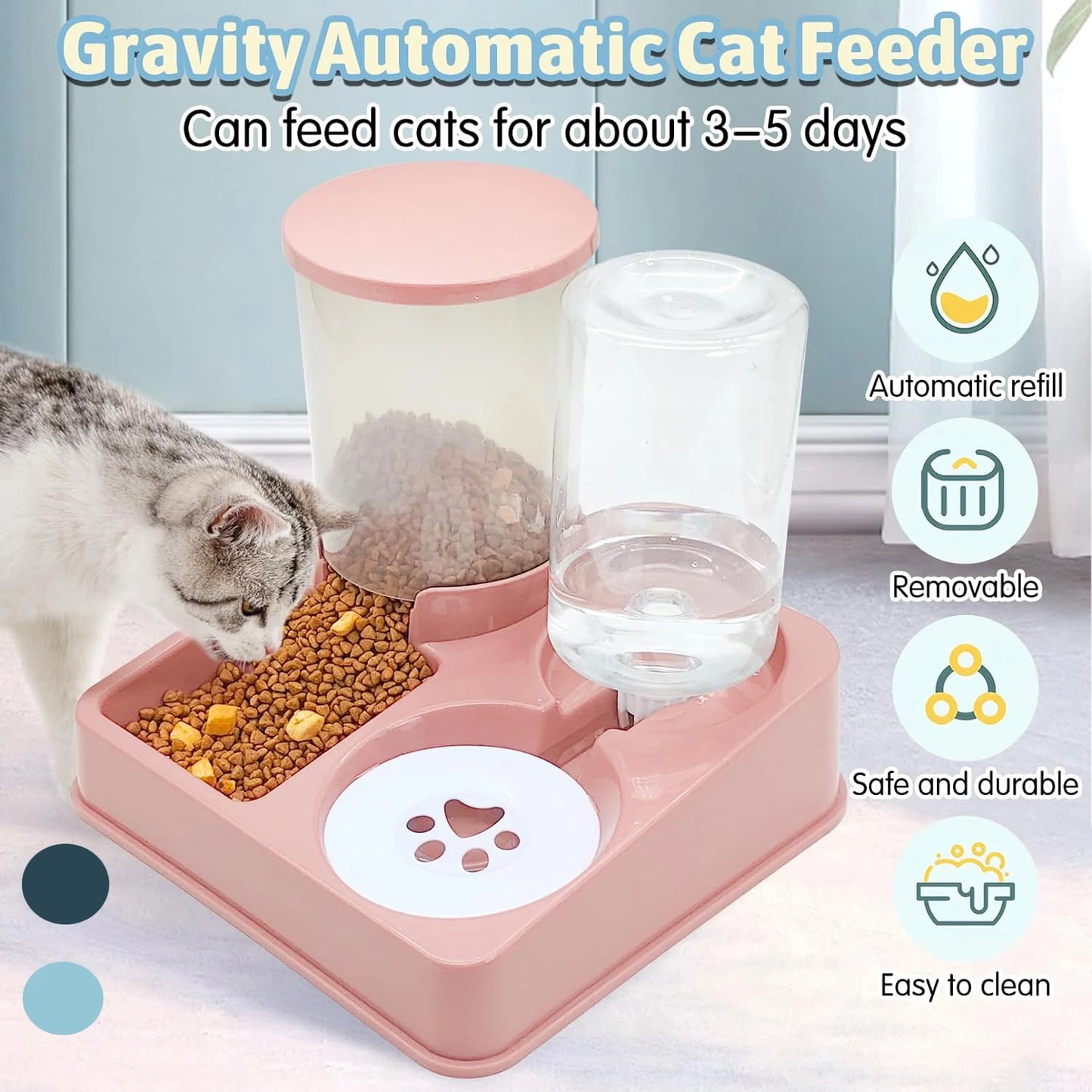 Cat Feeder & Water Dispenser Set