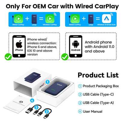 5.0 Wireless 3-in-1 CarPlay & Android Auto Adapter