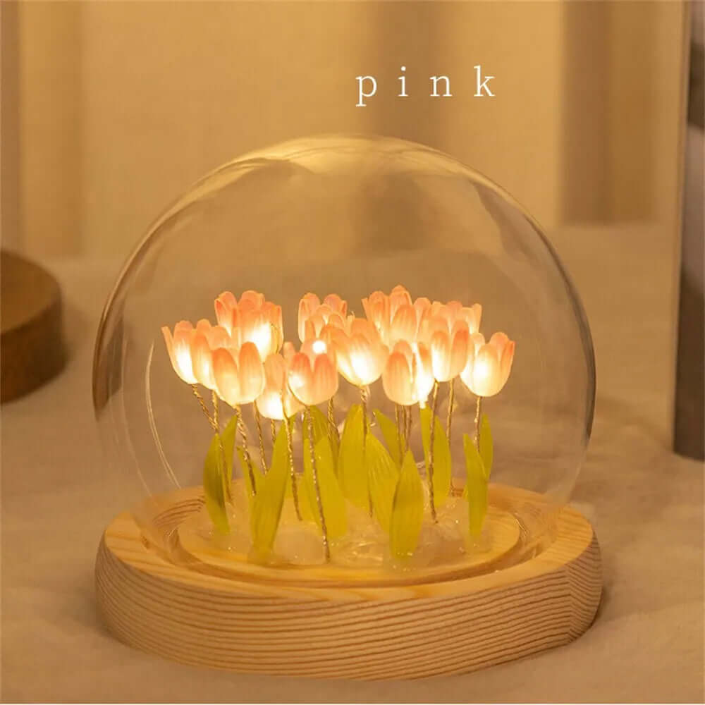 : Artificial Tulip Flower Night Light - Handmade LED Bedside Lamp