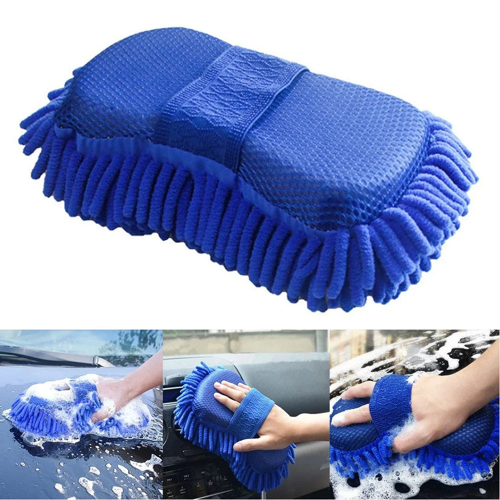 Blue Microfiber Chenille Car Wash Sponge