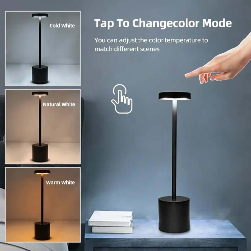 Simple Touch Sensor LED Table Lamp - Rechargeable Desk Lamp with Adjustable Colors