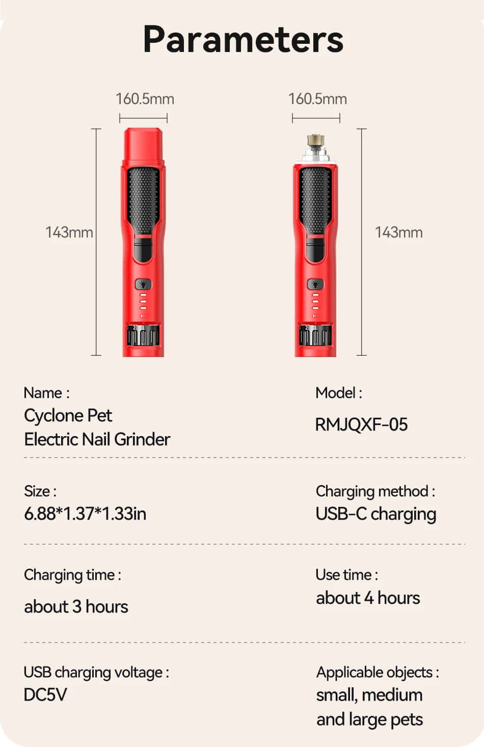 Rechargeable Dog & Cat Claw Grooming Tool