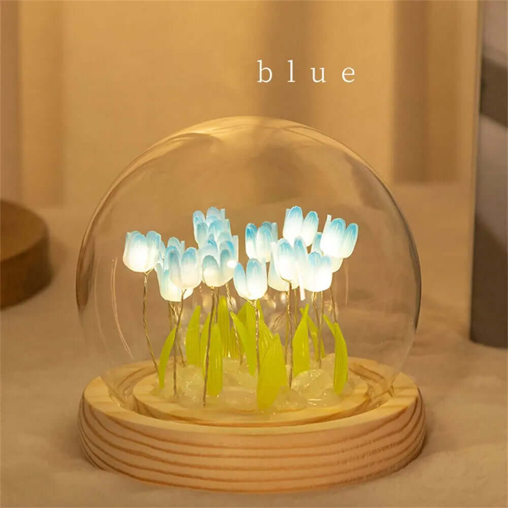 : Artificial Tulip Flower Night Light - Handmade LED Bedside Lamp