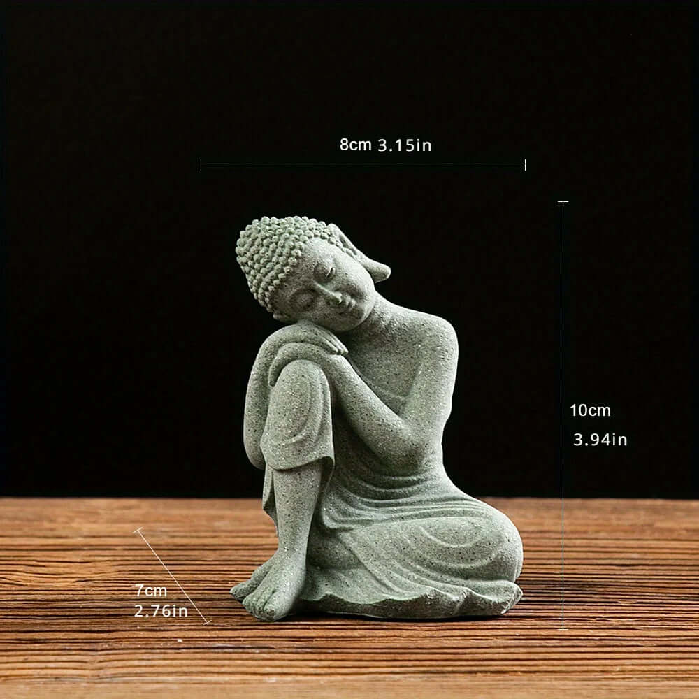 Mini Buddha Statue – Green Sandstone Zen Decorationd