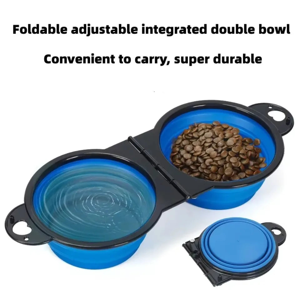 2-in-1 Foldable Dual Pet Feeding Bowl