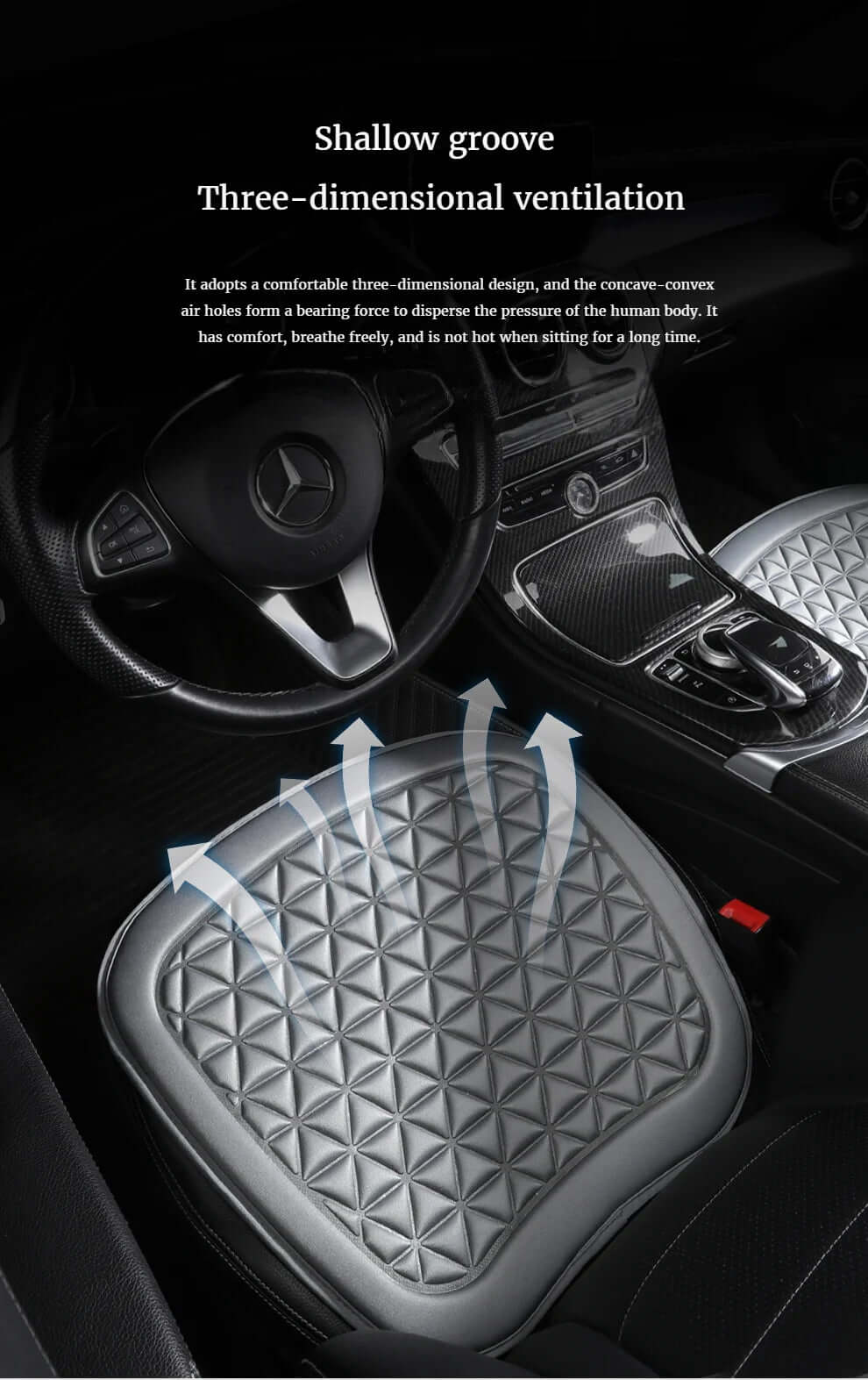 3D Suspended Car Seat Cushion with Embossed Pattern