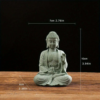 Mini Buddha Statue – Green Sandstone Zen Decorationd