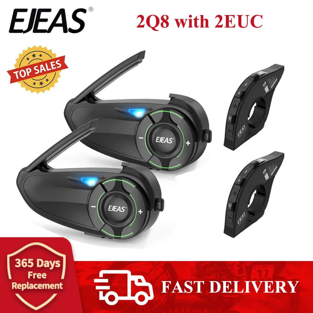 EJEAS Q8 Motorcycle Mesh Intercom with EUC Remote Walkie Talkie