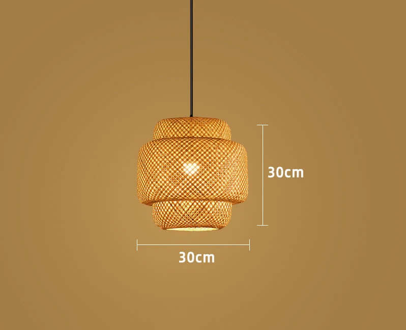 Bamboo Pendant Lamp - Hand-Knitted Chinese Style Hanging Light