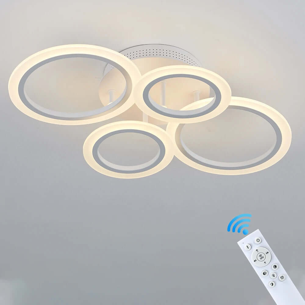 LED Acrylic Ceiling Chandelier with Ring Pendant Lights and Remote Control