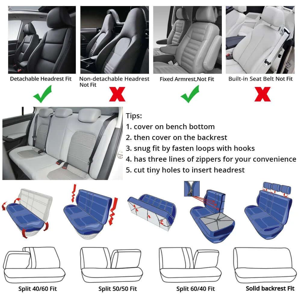 AUTOYOUTH Embroidery Car Seat Covers Set - Universal Fit