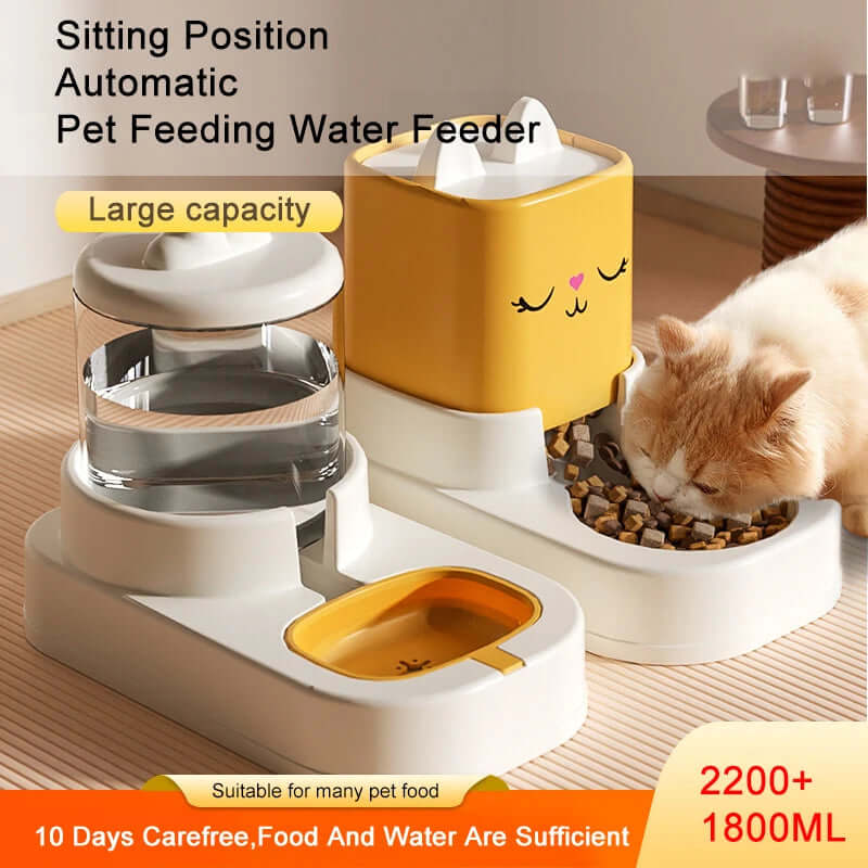 Cute Cartoon Sitting Type Automatic Feeding And Water Dispenser