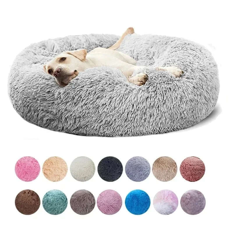 : Fluffy Round Dog & Cat Bed - Super Soft Plush Pet Nest