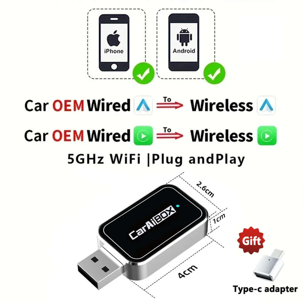 CarAIBOX 2-in-1 Wireless CarPlay Dongle