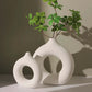 Imitation Ceramic Pure White Donut Vase - Decorative Table Ornament