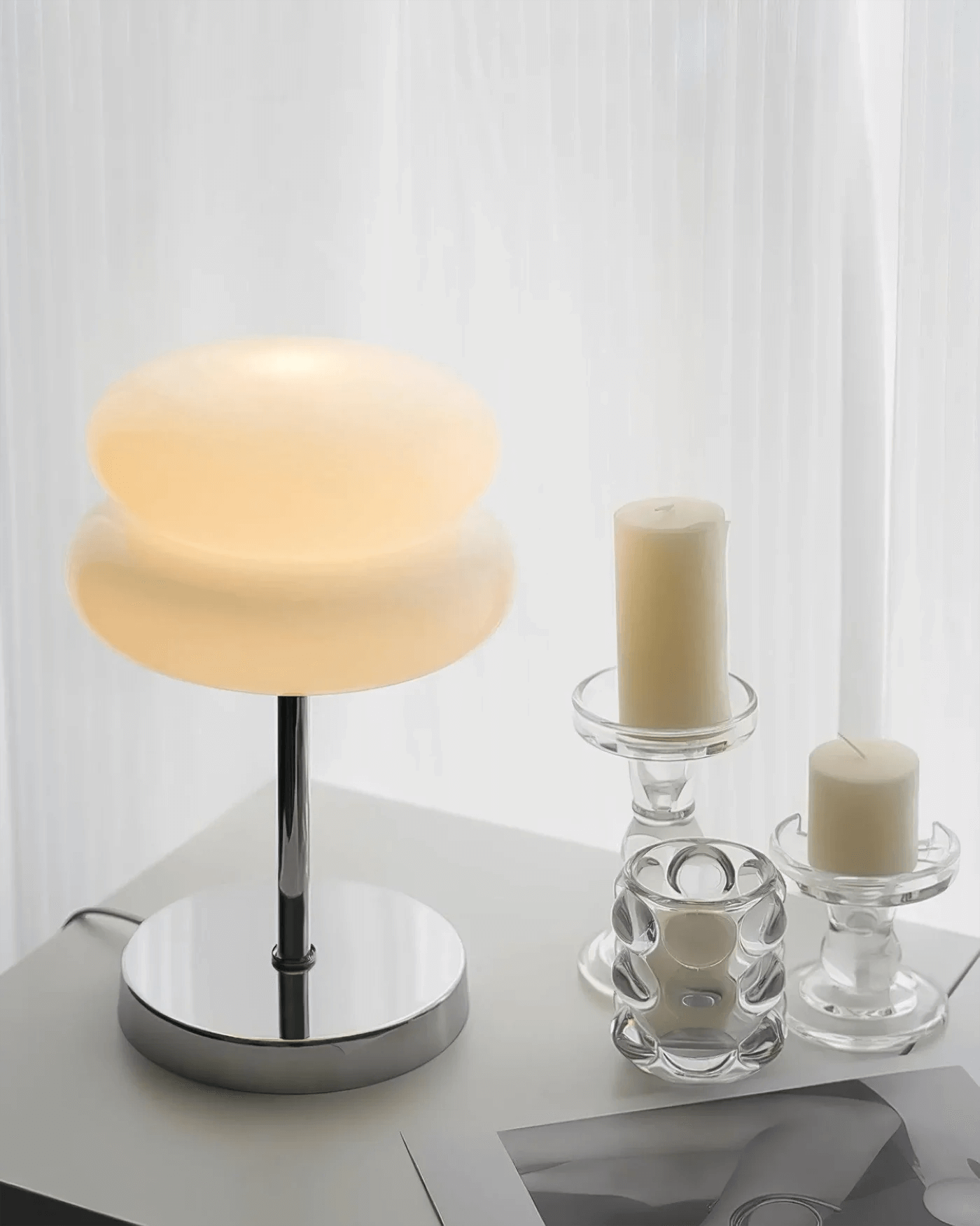 Glass Mushroom Table Lamp - LED Bedside Night Light