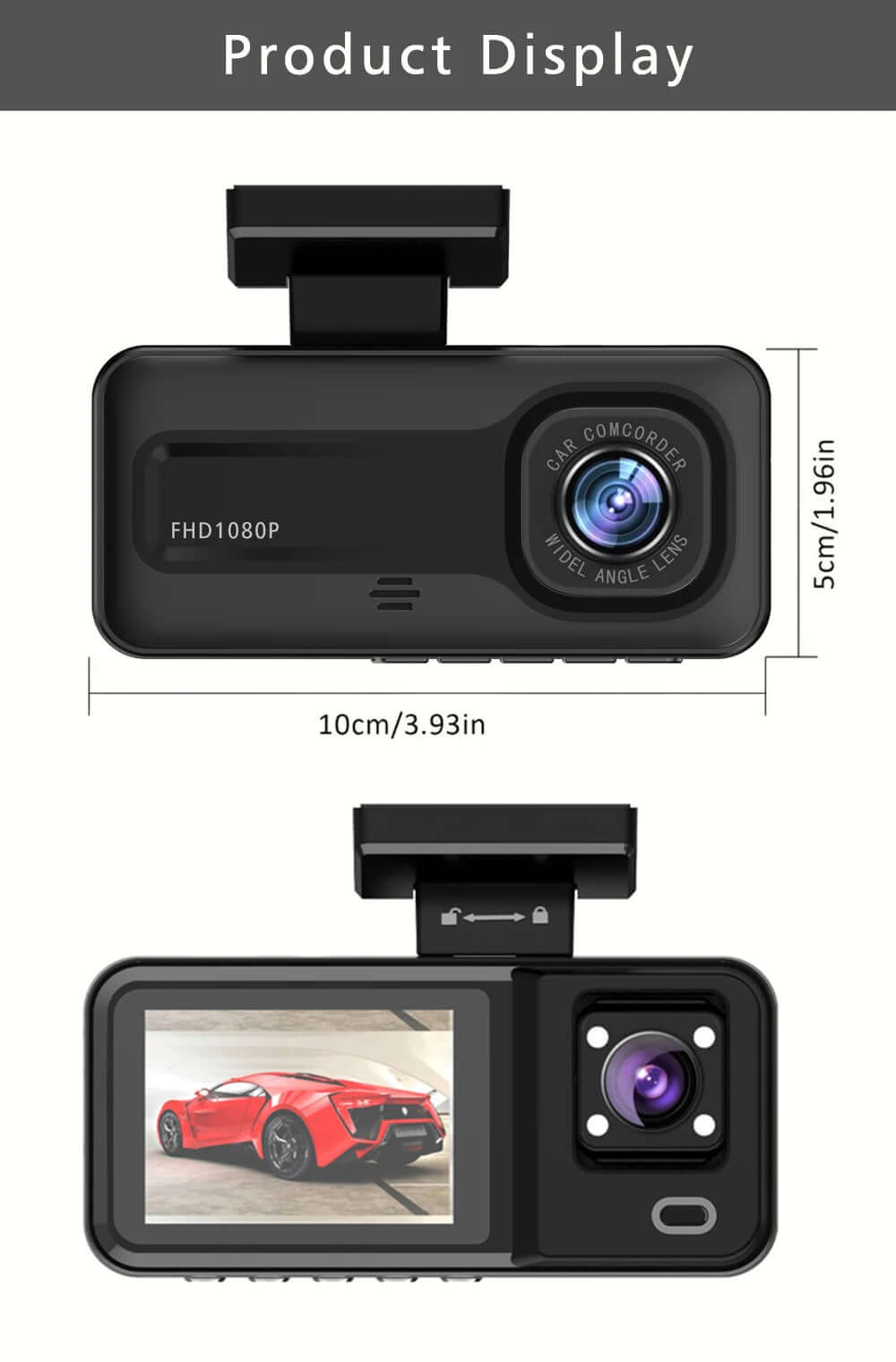 3-Camera Car DVR 1080P Dash Cam - Interior, Cabin, and Rear Recording