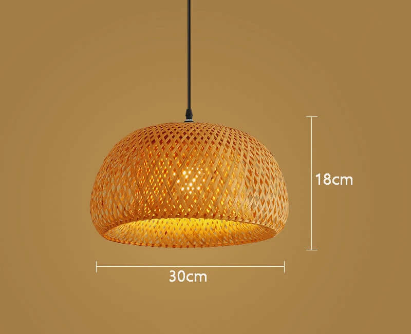 Bamboo Pendant Lamp - Hand-Knitted Chinese Style Hanging Light