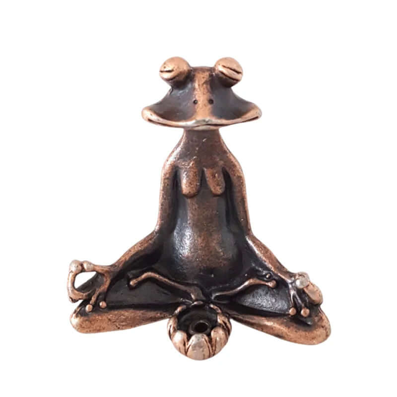 Antique Brass Zen Frog Statue & Incense Burner