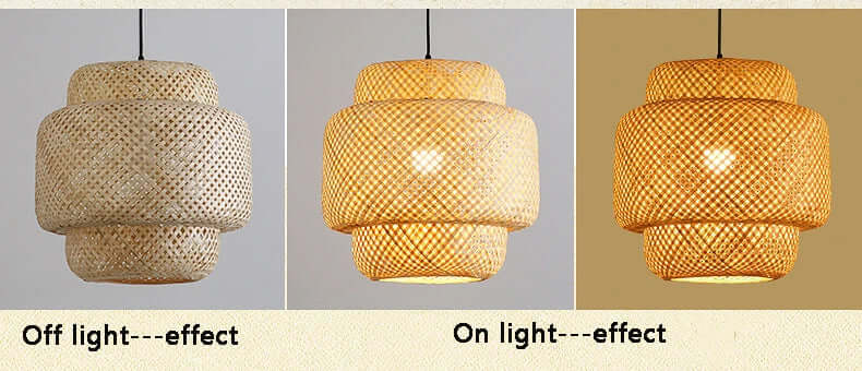 Bamboo Pendant Lamp - Hand-Knitted Chinese Style Hanging Light