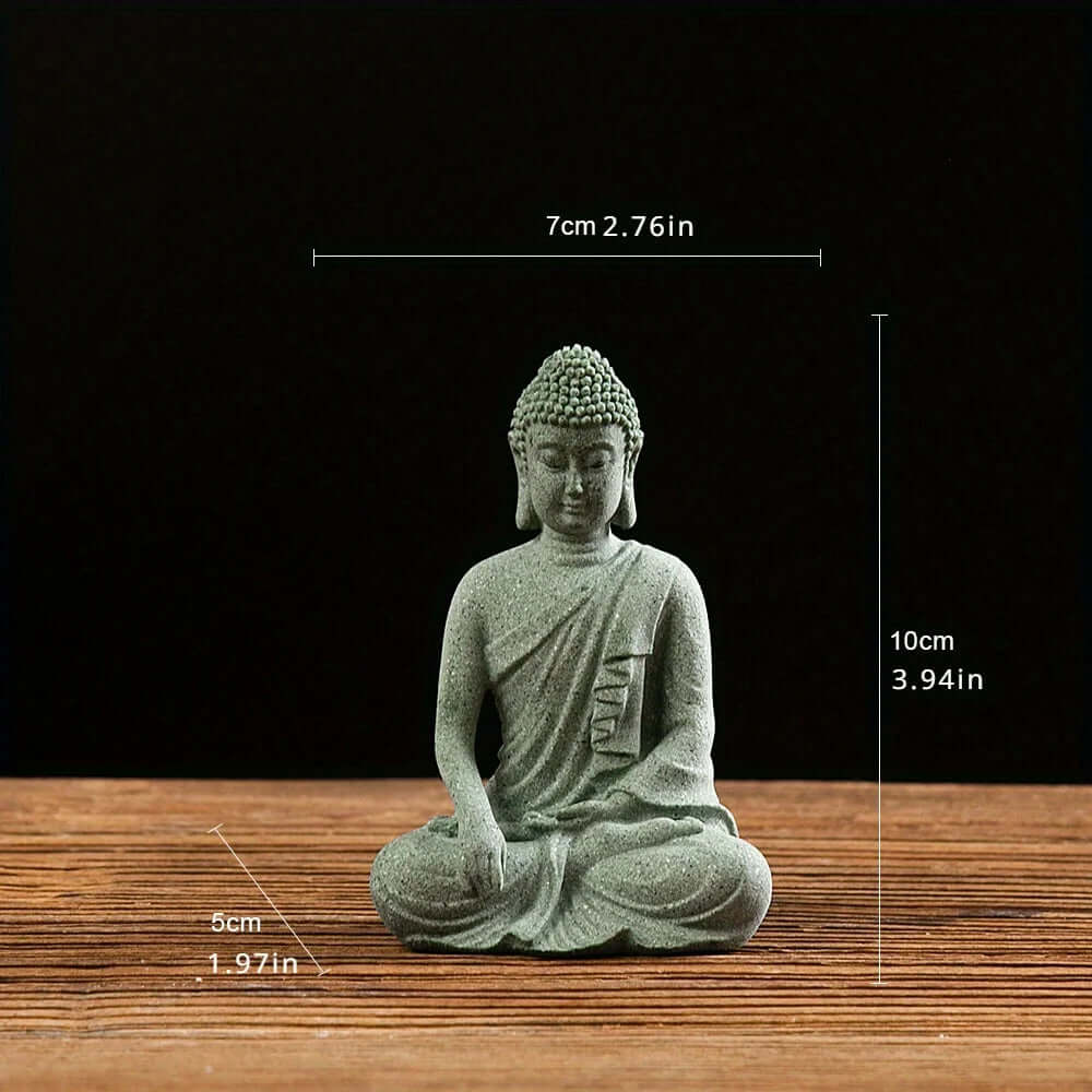 Mini Buddha Statue – Green Sandstone Zen Decorationd