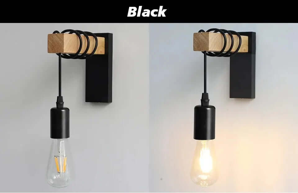 Retro Wood LED Wall Lamp - Industrial Loft Style Lighting Fixture