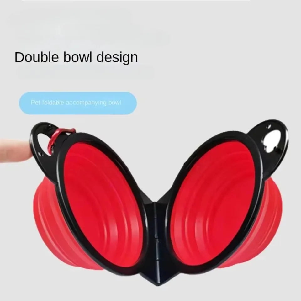 2-in-1 Foldable Dual Pet Feeding Bowl