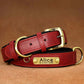 Customized Leather ID Nameplate Dog Collar - Soft Padded & Adjustable