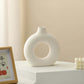 Imitation Ceramic Pure White Donut Vase - Decorative Table Ornament