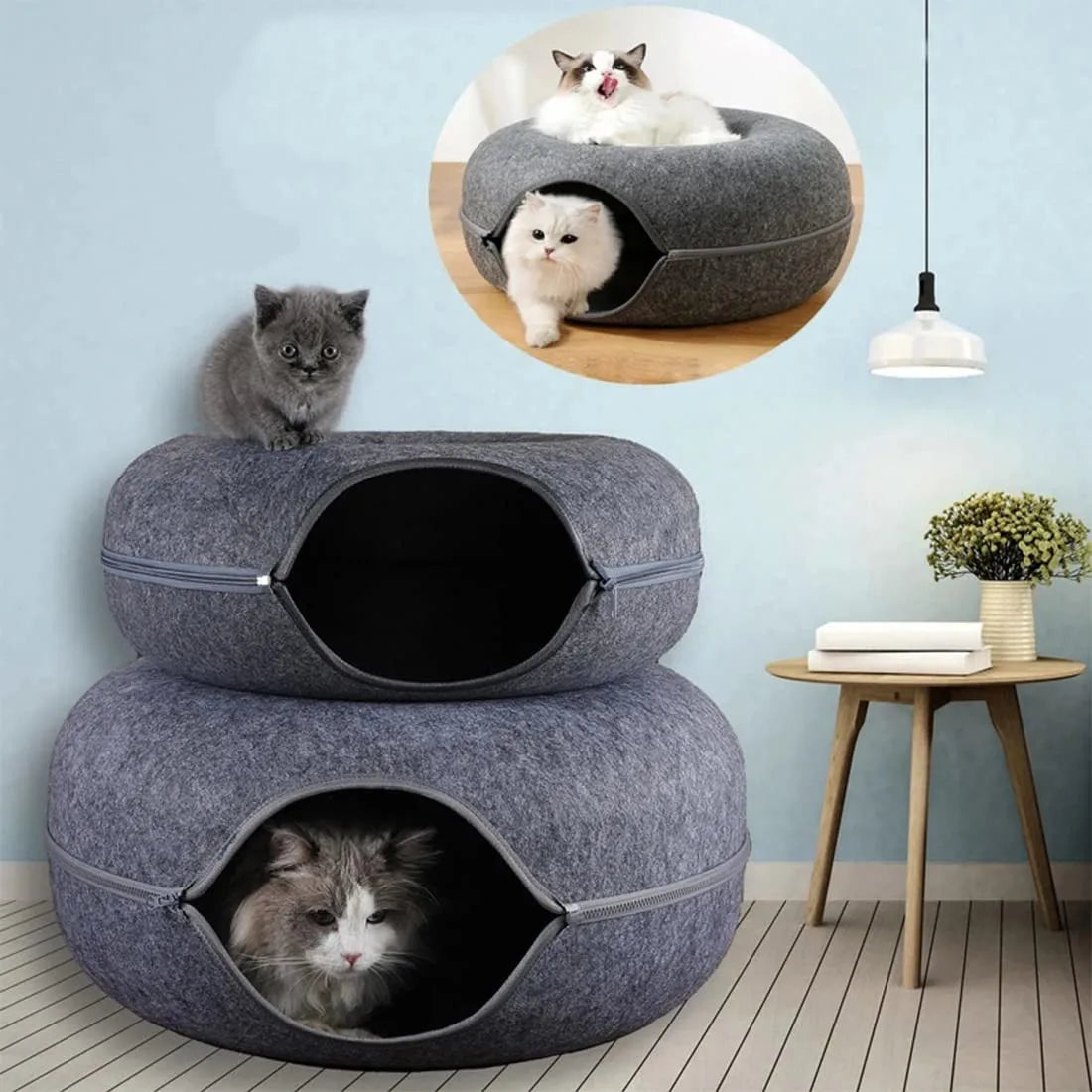 Donut Cat Bed & Interactive Tunnel