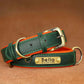 Customized Leather ID Nameplate Dog Collar - Soft Padded & Adjustable