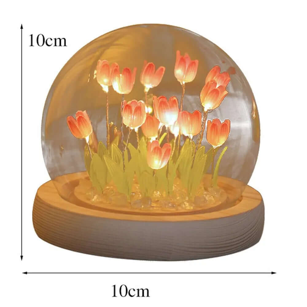 : Artificial Tulip Flower Night Light - Handmade LED Bedside Lamp